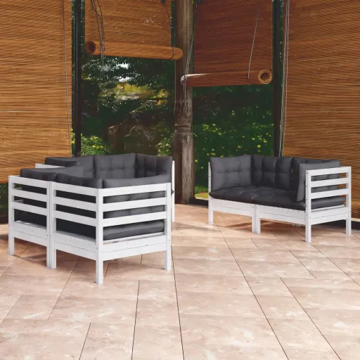 Conjunto Lounge de Jardim c/ Almofadões Pinho Maciço (6 pcs)