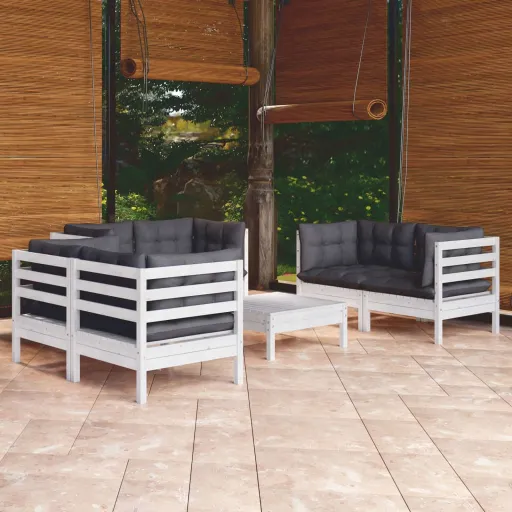 Conjunto Lounge de Jardim c/ Almofadões Pinho Maciço (7 pcs)