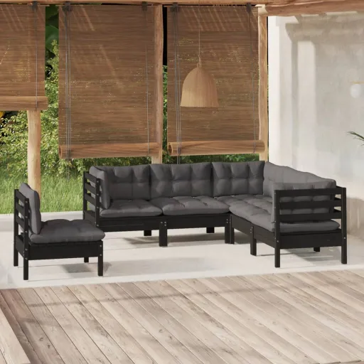Conjunto Lounge de Jardim c/ Almofadões Pinho Maciço (5 pcs)