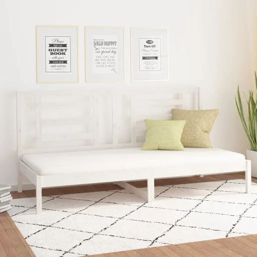Sofá-Cama Sem Colchão 80x200 cm Madeira de Pinho Maciça Branco