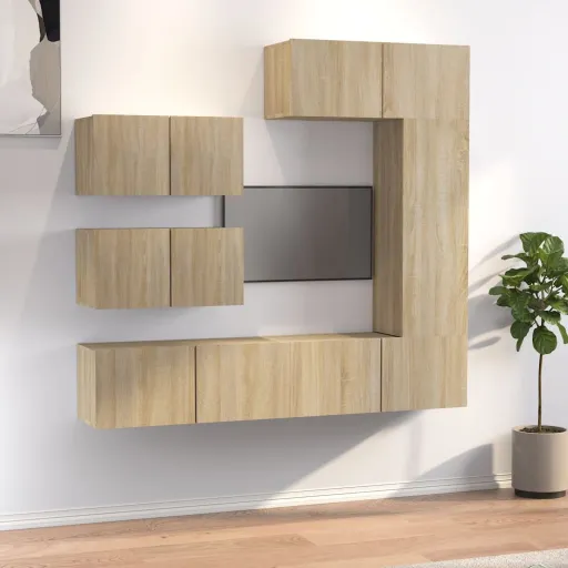 Conjunto Móveis de TV   Madeira Processada Carvalho Sonoma (6 pcs)