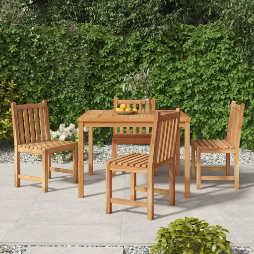 Conjunto de Jantar p/ Jardim Madeira de Teca Maciça (5 pcs)