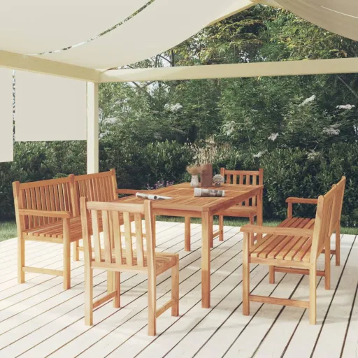 Conjunto de Jantar p/ Jardim Madeira de Teca Maciça (5 pcs)