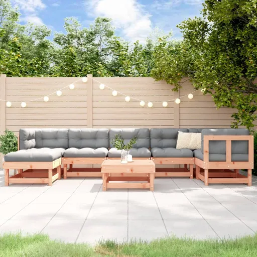 Conj. Lounge Jardim c/ Almofadões Madeira Douglas Maciça (8 pcs)