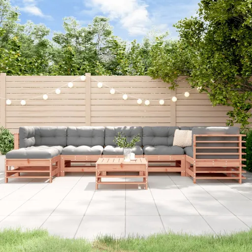 Conj. Lounge Jardim c/ Almofadões Madeira Douglas Maciça (8 pcs)