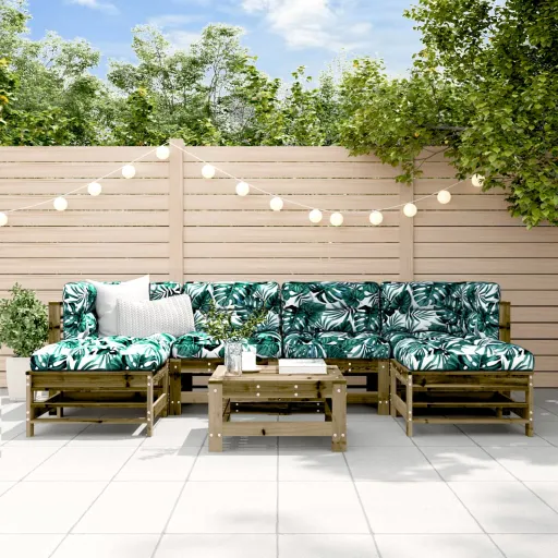 Conjunto Lounge de Jardim Madeira de Pinho Impregnada (7 pcs)