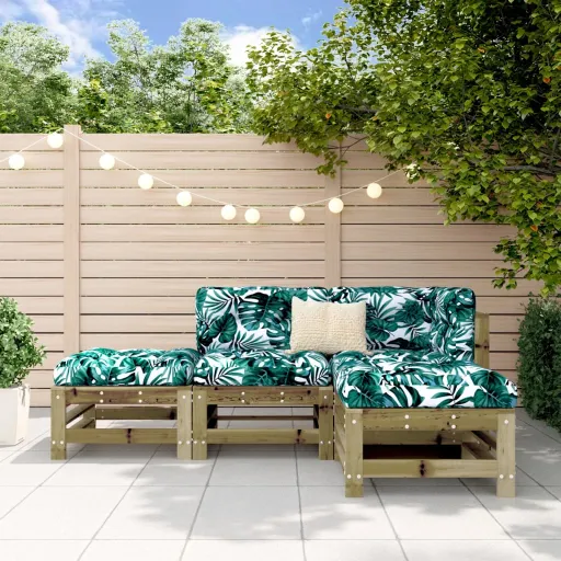 Conjunto Lounge de Jardim Madeira de Pinho Impregnada (4 pcs)