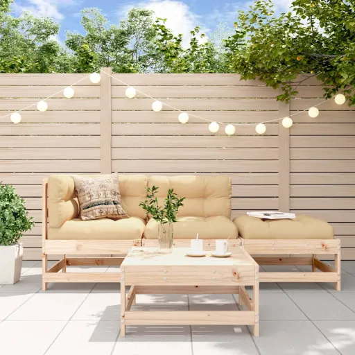Conjunto Lounge de Jardim Madeira de Pinho Maciça (4 pcs)