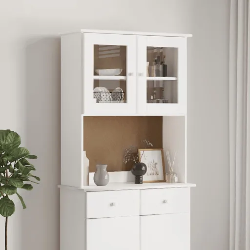 Topo p/ Cómoda ALTA 77x30x92 cm Madeira de Pinho Maciça Branco