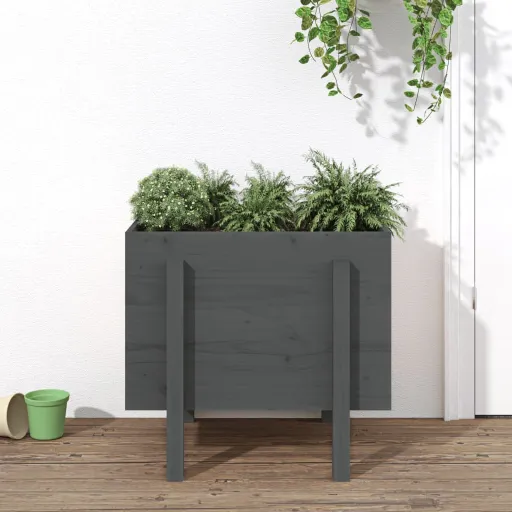 Vaso/Floreira de Jardim 62x50x57 cm Pinho Maciço Cinzento