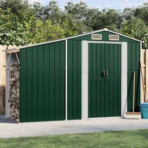 Abrigo de Jardim 277x93x179 cm Aço Galvanizado Verde