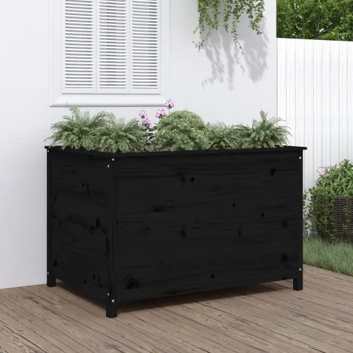 Canteiro Elevado de Jardim 119,5x82,5x78 cm Pinho Maciço Preto