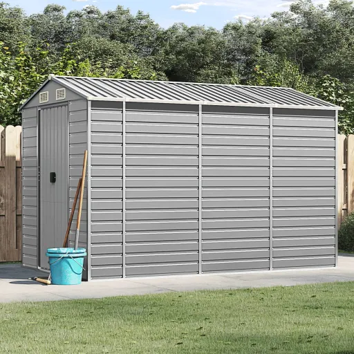 Abrigo de Jardim Cinza Claro 191x300x198 cm Aço Galvanizado