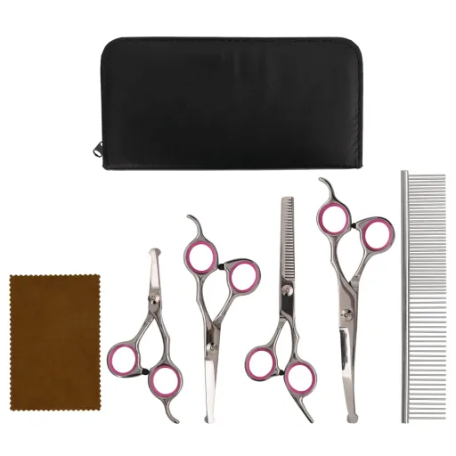 Conjunto de Tesouras de Tosquia para Cães Aço Inoxidável (5 pcs)