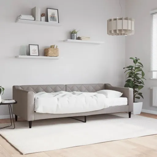 Sofá-Cama com Colchão 80x200 cm Tecido Cinzento-Acastanhado