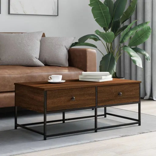 Mesa de Centro 100x51x40 cm Derivados Madeira Carvalho Castanho
