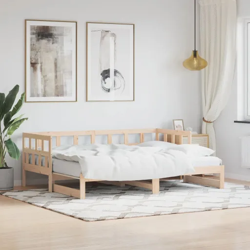 Sofá-Cama com Gavetão 90x190 cm Madeira de Pinho Maciça