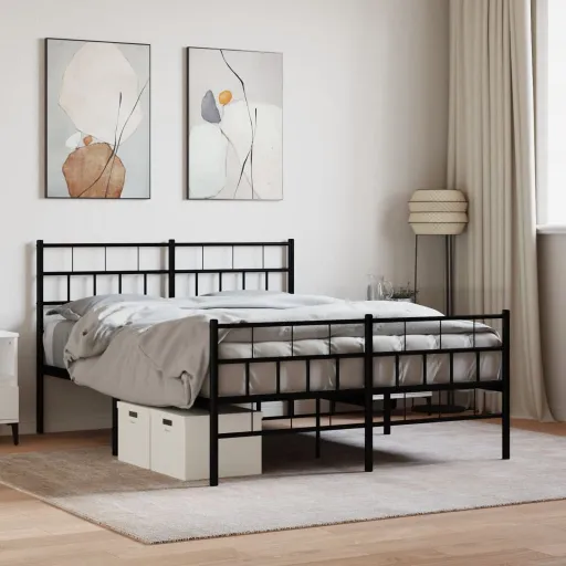 Estrutura de Cama com Cabeceira e Pés 120x200 cm Metal Preto