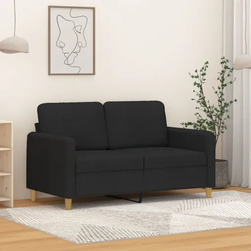 Sofá de 2 Lugares Tecido 120 cm Preto