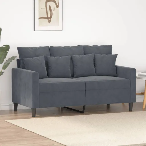 Sofá de 2 Lugares 120 cm Veludo Cinza-Escuro
