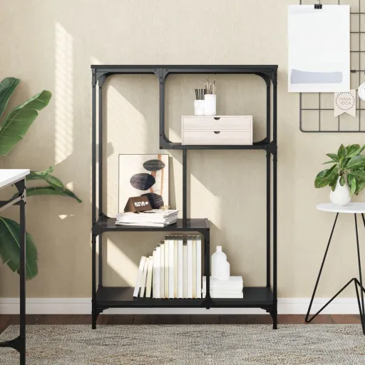 Estante 81x36x115 cm Derivados de Madeira e Aço Preto