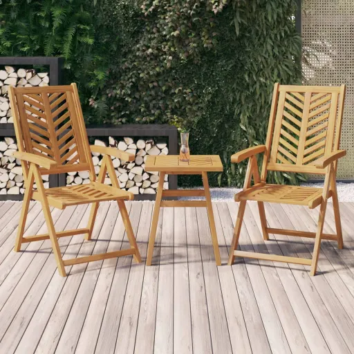 Cadeiras de Jardim Reclináveis   Madeira de Acácia Maciça (2 pcs)