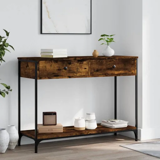 Mesa Consola 100x34,5x75cm Derivados de Madeira Carvalho Fumado