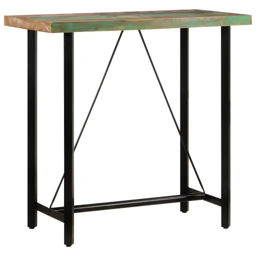 Mesa de Bar 110x55x107 cm Madeira Recuperada Maciça e Ferro