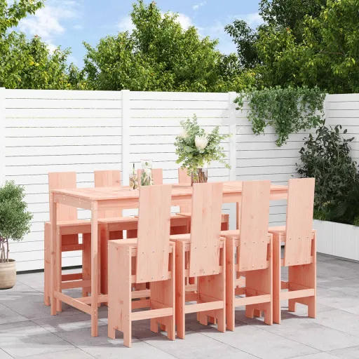 Conjunto de Bar para Jardim Madeira de Douglas Maciça (9 pcs)