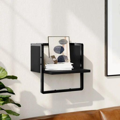 Prateleira de Parede com Barra 30x25x30 cm Preto