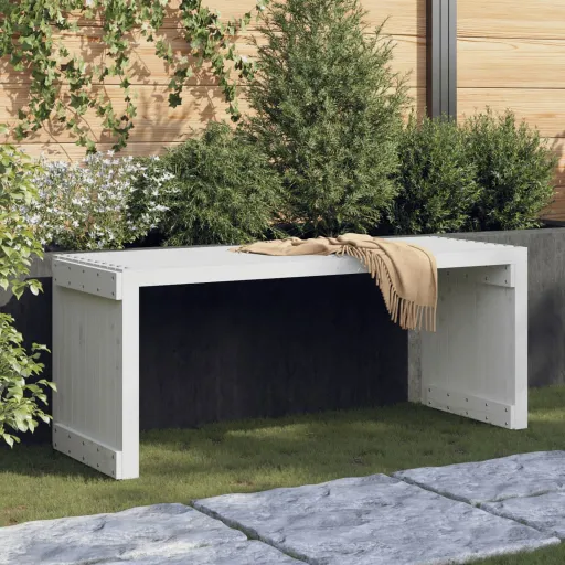 Banco de Jardim Extensível 212,5x40,5x45 cm Pinho Maciço Branco