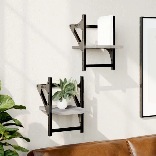 Prateleiras de Parede c/ Barras   20x25x30 cm Cinza Sonoma (2 pcs)
