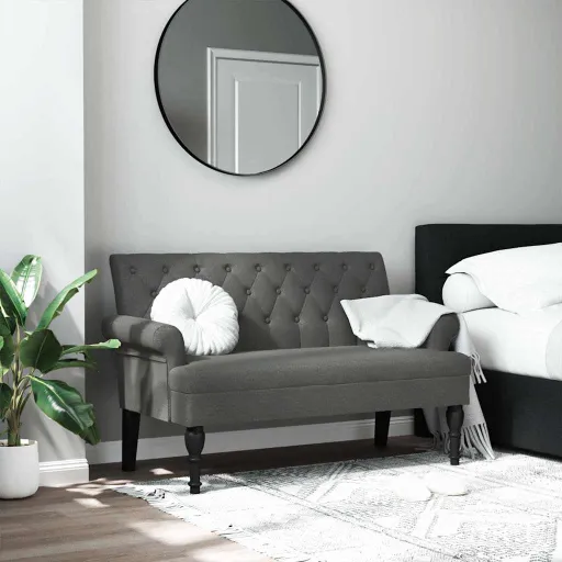 Banco com Encosto Cinza Escuro 120x62x75,5 cm Tecido