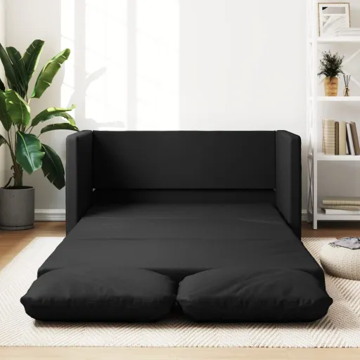 Sofá-Cama Sem Pés 112x174x55 cm Couro Artificial Preto