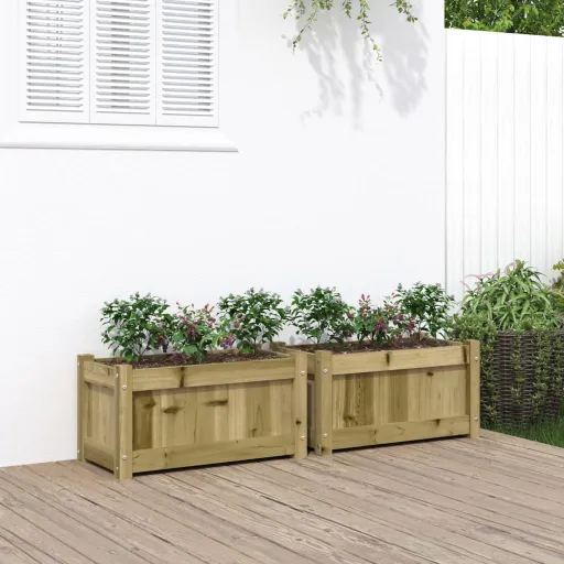 Vasos/Floreiras de Jardim   Madeira de Pinho Impregnada (2 pcs)