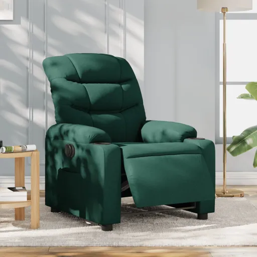 Poltrona Elétrica Reclinável Tecido Verde-Escuro