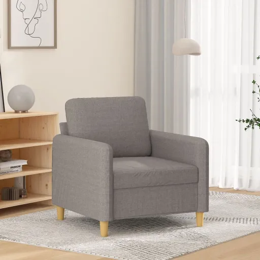 Poltrona Tecido 60 cm Cinzento-Acastanhado