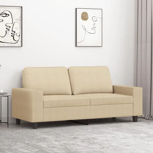 Sofá de 2 Lugares Tecido 140 cm Cor Creme