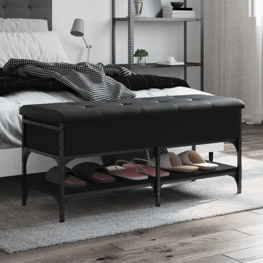 Banco Sapateira 102x42x45 cm Derivados de Madeira Preto