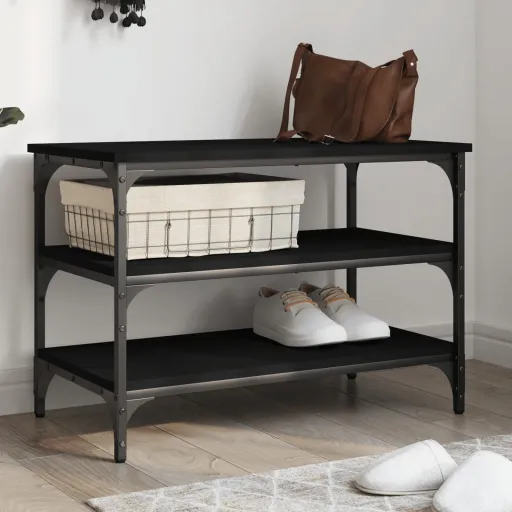 Banco Sapateira 70x38,5x49 cm Derivados de Madeira Preto