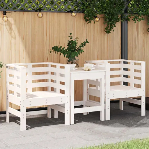 Cadeiras de Jardim   61,5x53x71 cm Pinho Maciço Branco (2 pcs)
