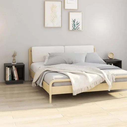 Mesas de Cabeceira   40x30x40 cm Pinho Maciço Cinza (2 pcs)