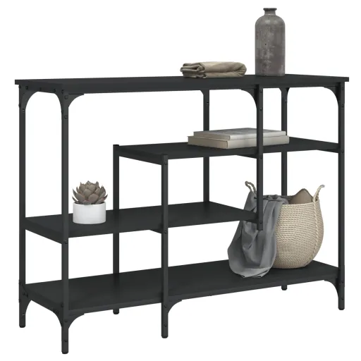Mesa Consola c/ Prateleiras 100x35x75 cm Preto
