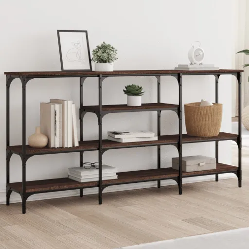 Mesa Consola 160x29x80 cm Derivados Madeira Carvalho Castanho