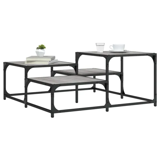 Mesa de Centro 87,5x87,5x40cm Derivados de Madeira Cinza Sonoma
