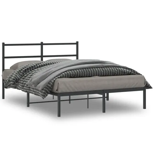 Estrutura de Cama com Cabeceira 135x190 cm Metal Preto