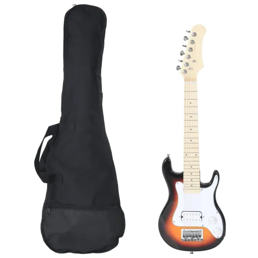Guitarra Elétrica p/ Crianças com Saco 3/4 30" Castanho/Branco