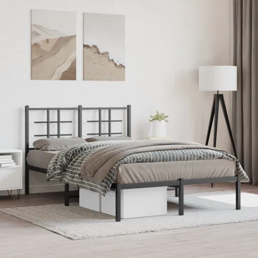 Estrutura de Cama com Cabeceira 120x200 cm Metal Preto