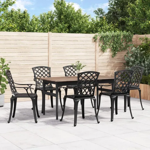 Cadeiras de Jardim   Alumínio Fundido Preto (6 pcs)