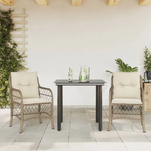 Conjunto Bistrô com Almofadões Vime PE Bege (3 pcs)